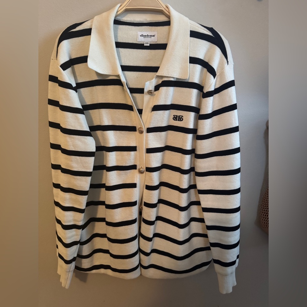 EllandEmm - Striped Button-Up Cardigan - Size 2XL